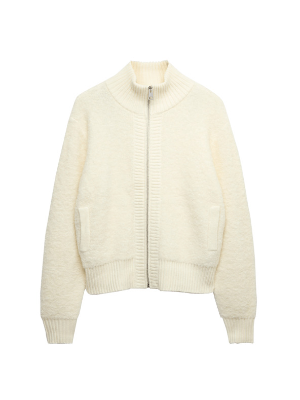 Marks & Spencer Bomber kardigan állónyakkal buklé és gyapjúból Marks & Spencer krémszín