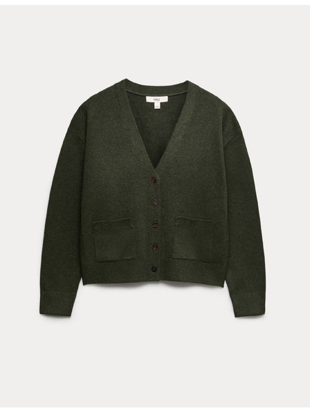 Marks & Spencer Gombos kardigan légáteresztő fonalból V-nyakkivágással Marks & Spencer zöld