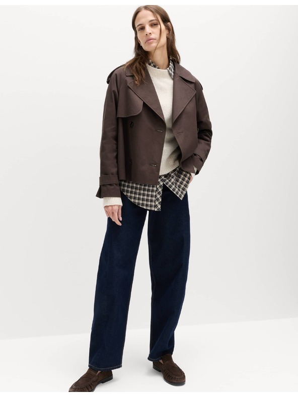 Marks & Spencer Rövid trench kabát tiszta pamutonból Marks & Spencer barna