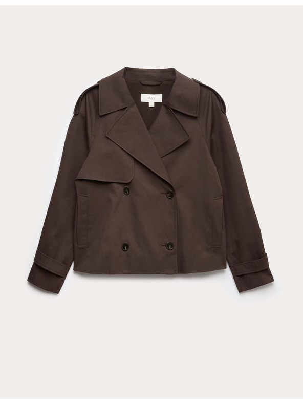 Marks & Spencer Rövid trench kabát tiszta pamutonból Marks & Spencer barna
