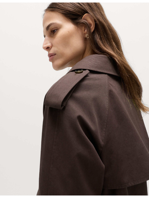 Marks & Spencer Rövid trench kabát tiszta pamutonból Marks & Spencer barna