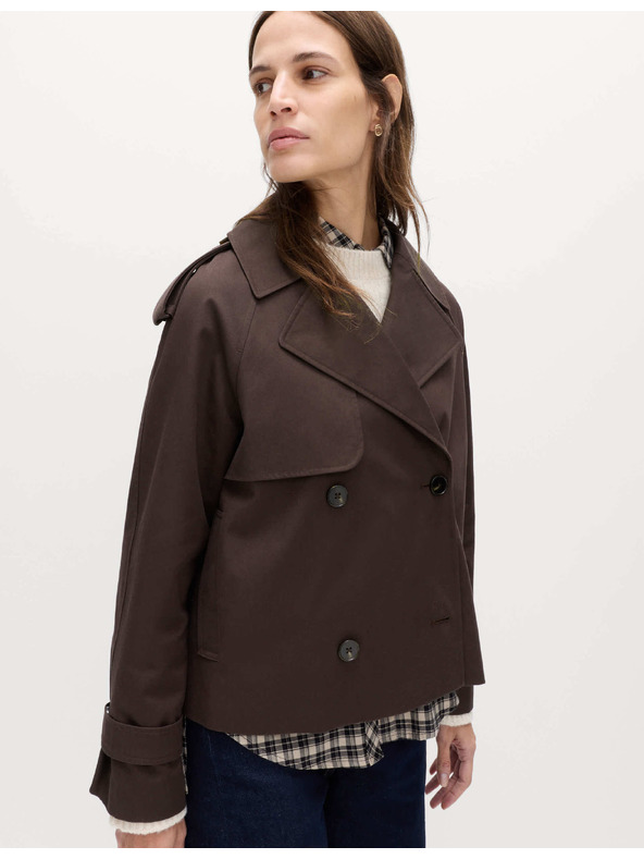 Marks & Spencer Rövid trench kabát tiszta pamutonból Marks & Spencer barna