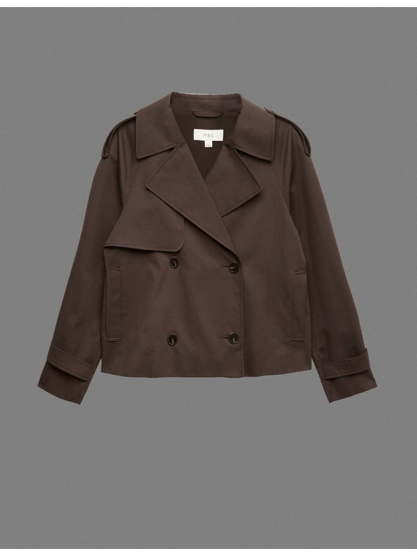 Marks & Spencer Rövid trench kabát tiszta pamutonból Marks & Spencer barna