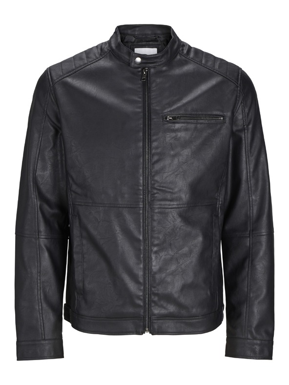 Jack & Jones JJEDYLAN férfi fekete bőr kabát
