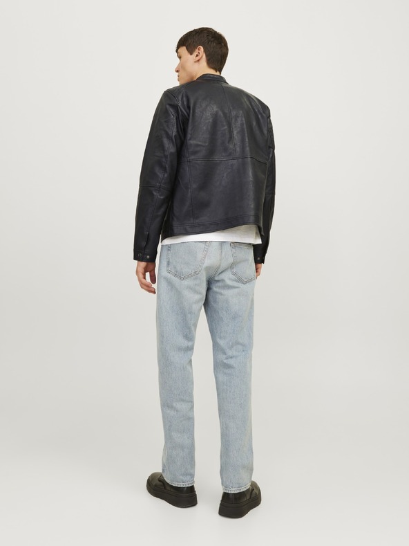Jack & Jones JJEDYLAN férfi fekete bőr kabát