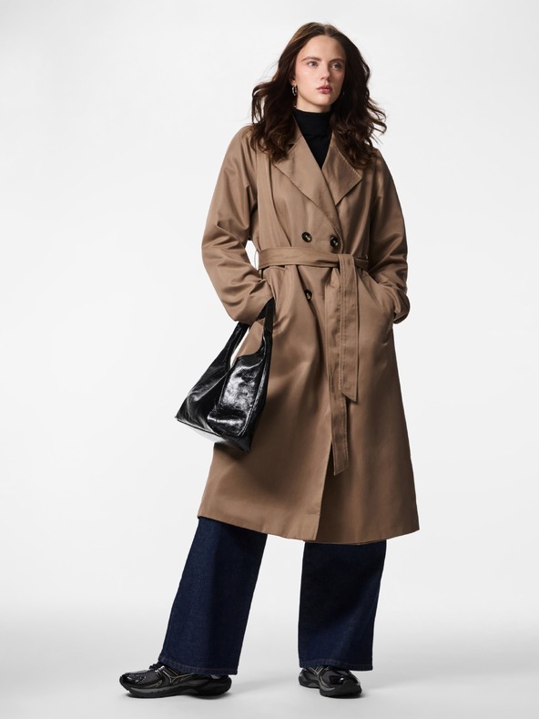 Pieces SCARLETT barna női trench kabát