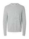 SELECTED Férfi strukturált light grey pulóver