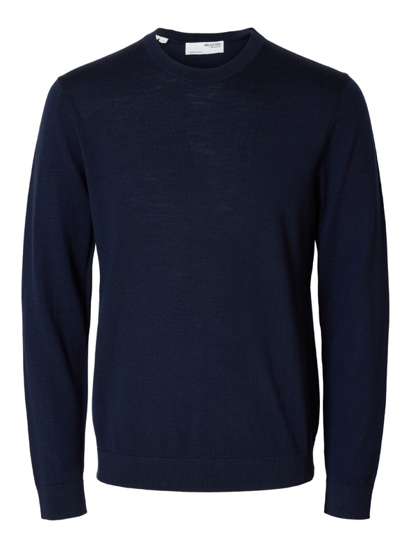 SELECTED Férfi merino pulóver navy blazer