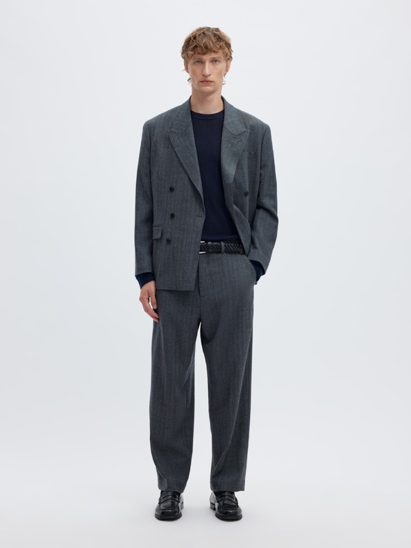 SELECTED Férfi merino pulóver navy blazer