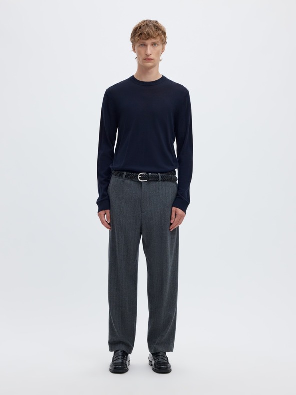 SELECTED Férfi merino pulóver navy blazer