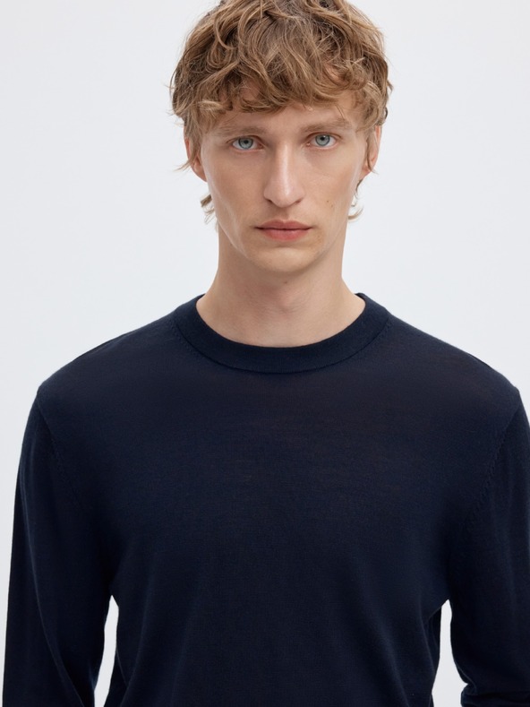 SELECTED Férfi merino pulóver navy blazer