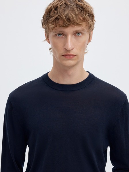 SELECTED Férfi merino pulóver navy blazer
