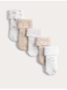 Marks & Spencer Frotte "Born in 2026" feliratú magas pamuttartalmú zokni (0–12 hónap), 5 pár Marks & Spencer fehér