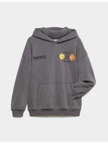 Marks & Spencer Tiszta pamutból készült kapucnis pulóver grafikus Fortnite™ motívummal (6–16 év) Marks & Spencer szürke
