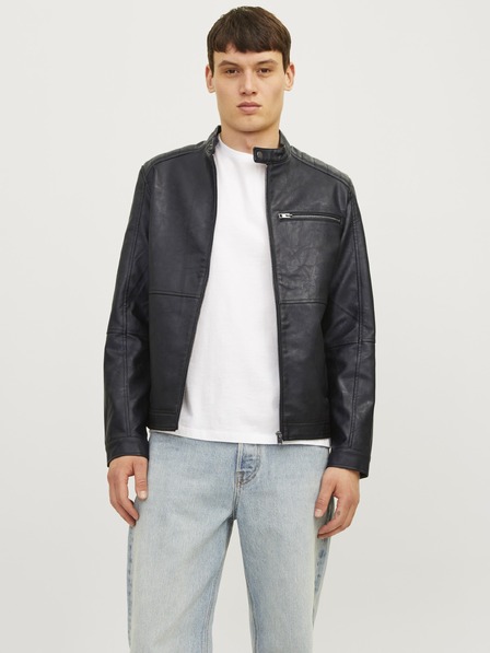 Jack & Jones JJEDYLAN férfi fekete bőr kabát