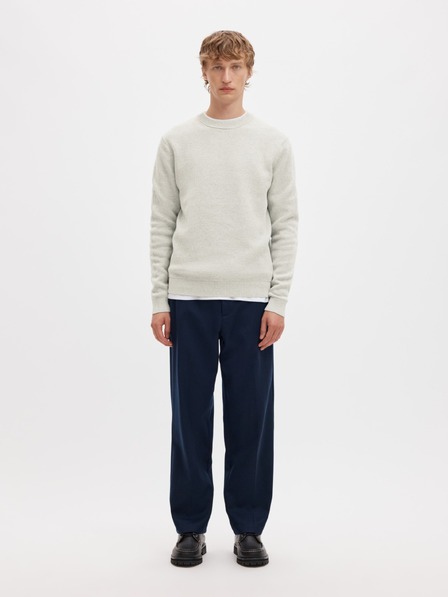 SELECTED Férfi strukturált light grey pulóver