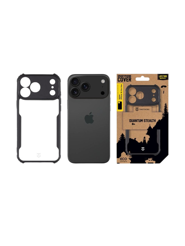 Tactical Tactical Quantum Stealth Tok Apple iPhone 18 Pro Max Clear/Black számára