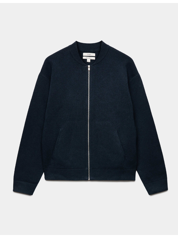 Marks & Spencer Kötött bomber kabát kötött fonalból Marks & Spencer tengeri kék