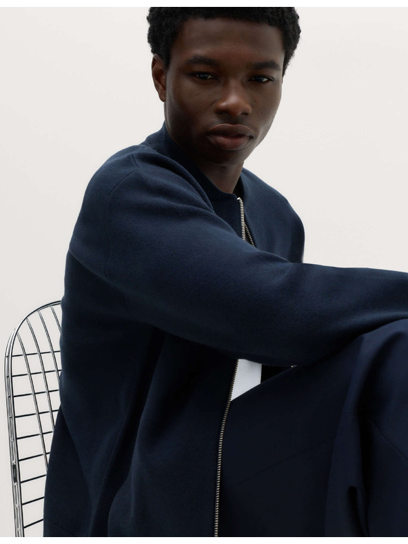 Marks & Spencer Kötött bomber kabát kötött fonalból Marks & Spencer tengeri kék