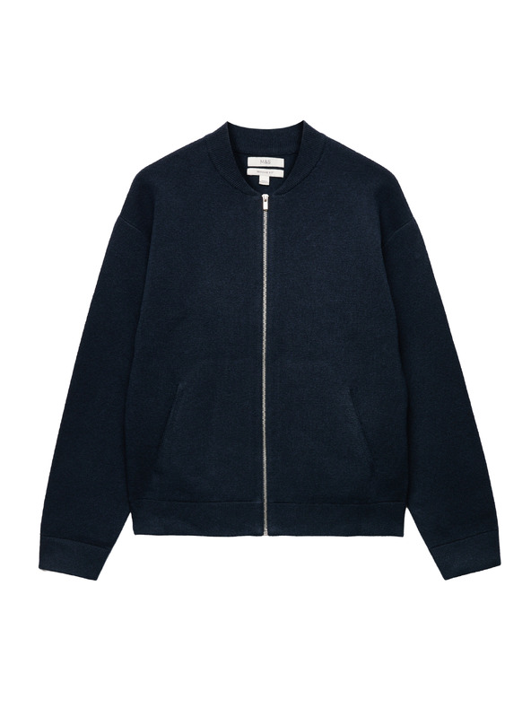 Marks & Spencer Kötött bomber kabát kötött fonalból Marks & Spencer tengeri kék