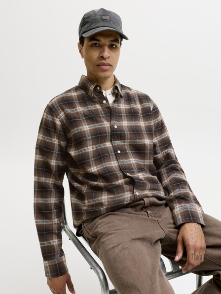 Jack & Jones Flanel kockás férfi ing barna