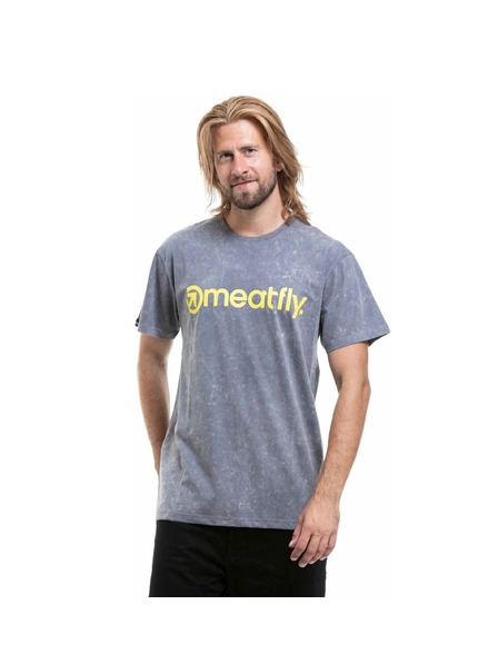 Meatfly Meatfly férfi póló MF Logo Pewter Acid Wash