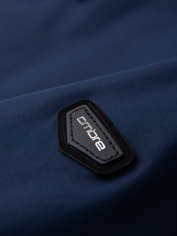 Ombre Clothing Férfi könnyű átmeneti cipzáras kabát klasszikus gallérral – sötétkék V1 OM-JANP-0224 Ombre Clothing