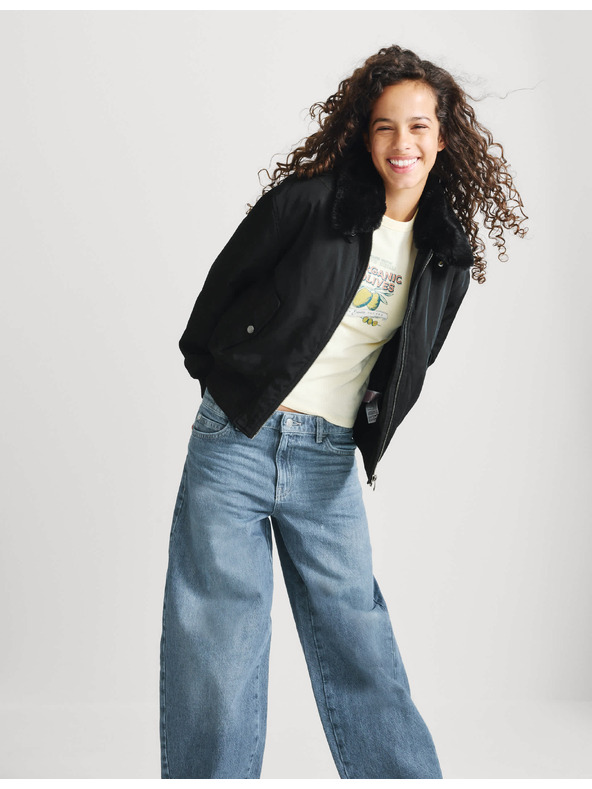 Marks & Spencer Bomber kabát műszőrmés nyakgallérral, Stormwear™ technológiával (6–16 éves) Marks & Spencer fekete