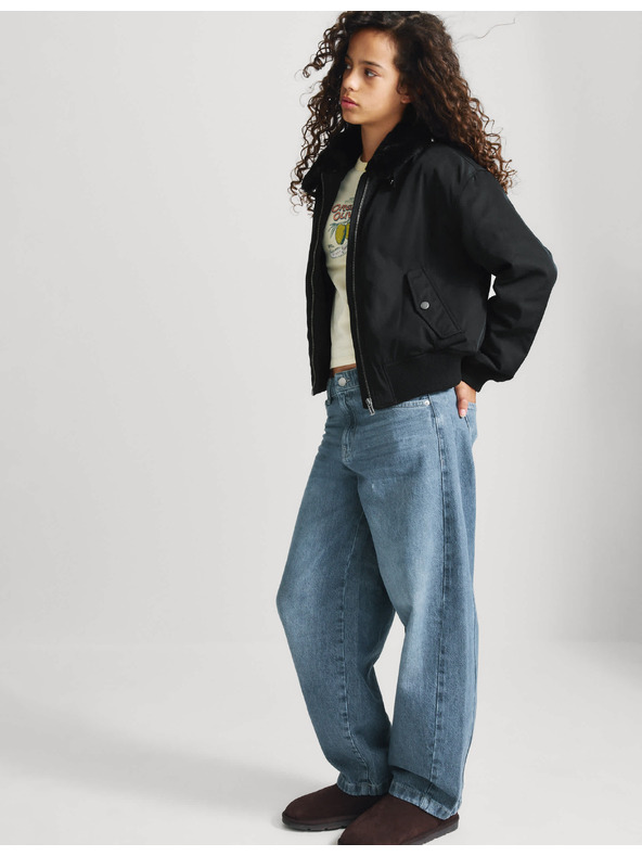 Marks & Spencer Bomber kabát műszőrmés nyakgallérral, Stormwear™ technológiával (6–16 éves) Marks & Spencer fekete