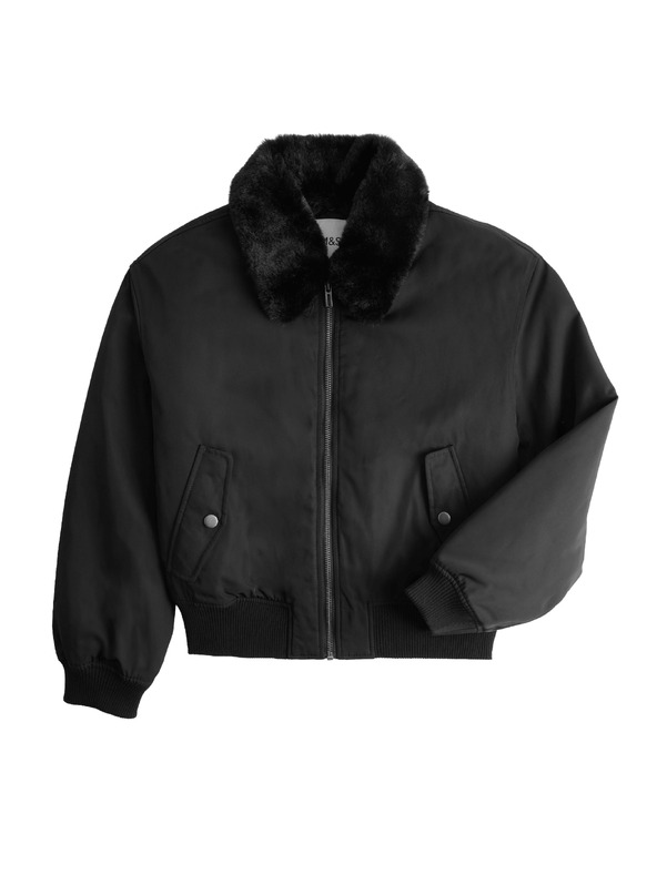 Marks & Spencer Bomber kabát műszőrmés nyakgallérral, Stormwear™ technológiával (6–16 éves) Marks & Spencer fekete