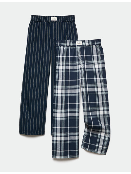 Marks & Spencer 2 db szövött pizsama nadrág 100% pamutból (6–16 év) Marks & Spencer kék