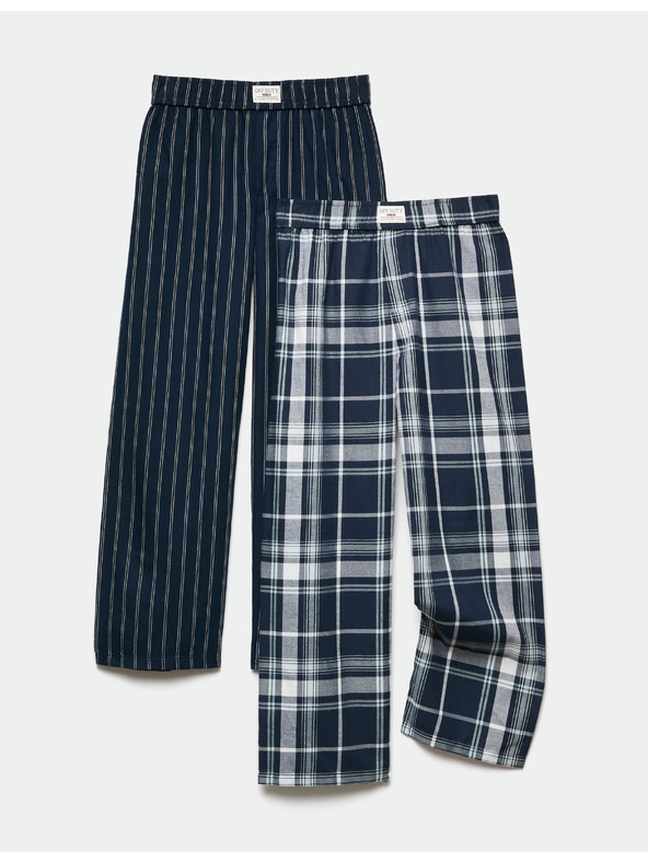 Marks & Spencer 2 db szövött pizsama nadrág 100% pamutból (6–16 év) Marks & Spencer kék