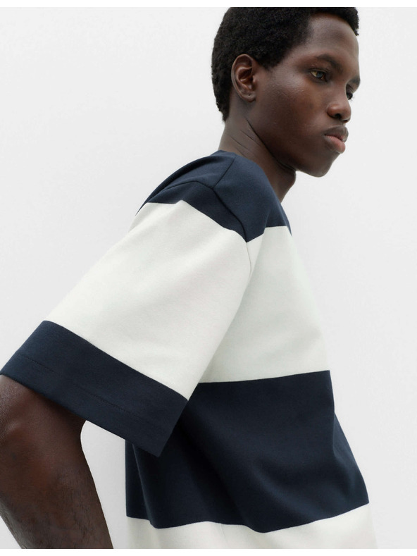 Marks & Spencer Prémium felülméretezett csíkos póló Marks & Spencer tengerészkék