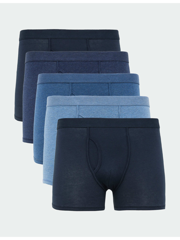 Marks & Spencer Stretch melírozott pamut boxer rövidnadrág Cool & Fresh™ technológiával, 5 db-os szett Marks & Spencer tengerészkék
