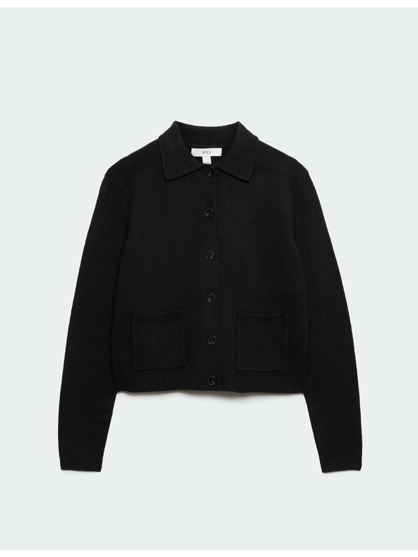 Marks & Spencer Laza rövidített kapucnis pulóver állónyakkal puffy fonalból Marks & Spencer fekete